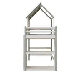 Lit Mezzanine enfant 90x200 cm - Lit Cabane avec Échelle de Sécurité, Rangement Intégré, Bois Massif MDF, Vert, Sans Matelas