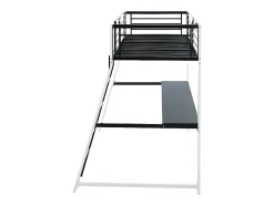 Lit mezzanine MALICIA - 90 x 190 cm - bureau intégré - Noir et blanc