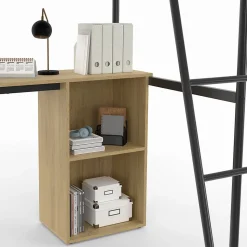 Lit mezzanine simple DETROIT avec bureau et rangements 90 x 190 cm design industriel