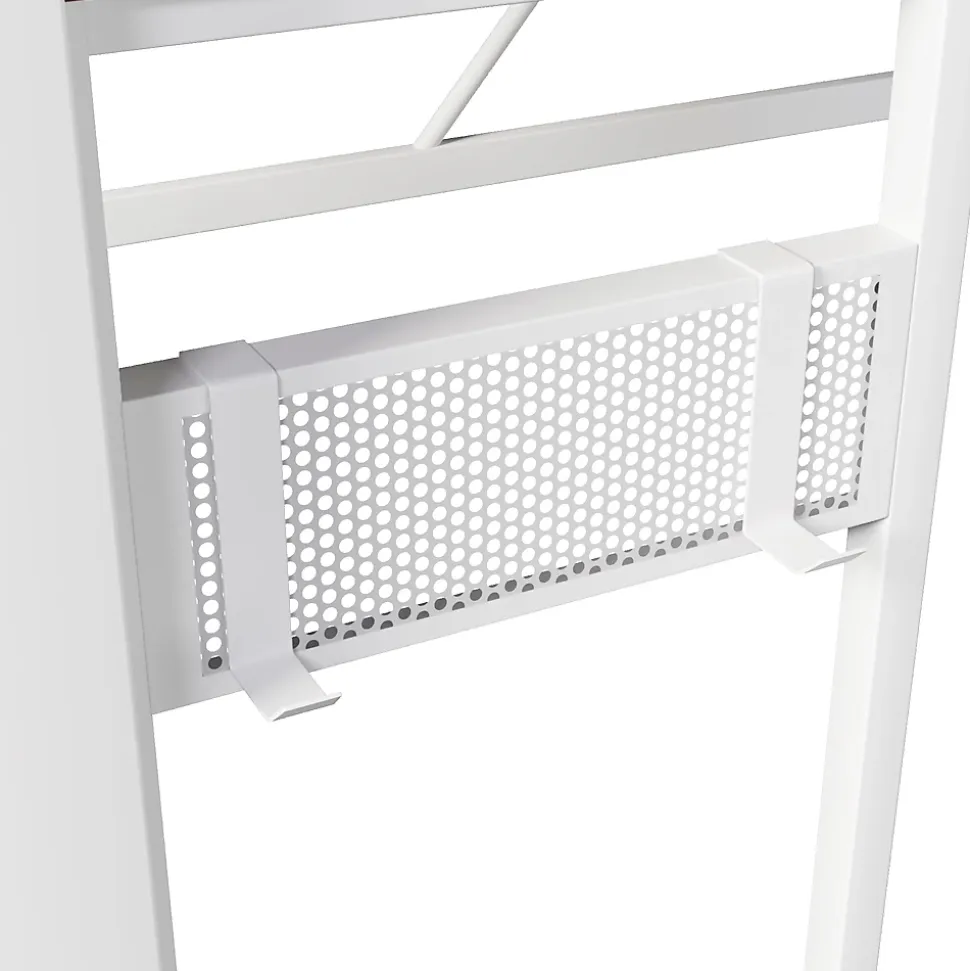 Lit Mezzanine 90x200 cm - Bureau Intégré, Éclairage LED Réglable et Panneau Perforé - USB, Type-C et 2 Prises - Métal + MDF Blanc