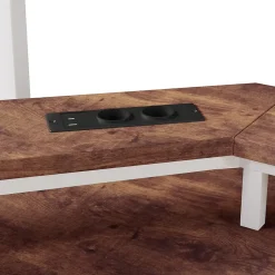 Lit Mezzanine 90x200 cm - Bureau Intégré, Éclairage LED Réglable et Panneau Perforé - USB, Type-C et 2 Prises - Métal + MDF Blanc