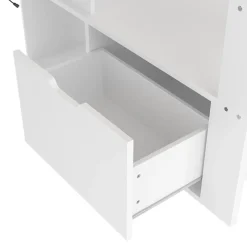 Lit mezzanine 90x200 cm - Lit avec bureau intégré et LED 16 s - Pin et MDF - Sans matelas - Blanc
