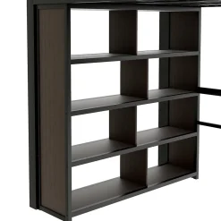 Lit Mezzanine 140x200 cm - Lit Ado avec Bureau Intégré, LED et Escalier de Rangement, Métal + MDF, Noir