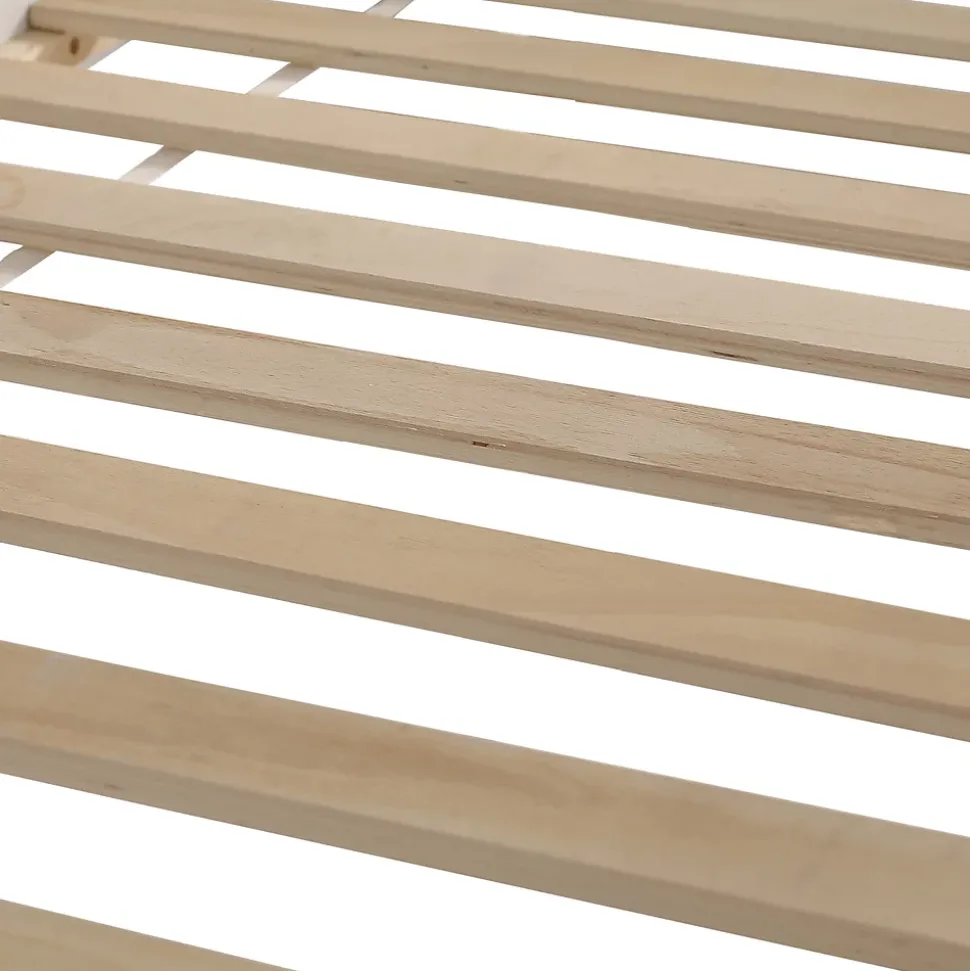 Lit mezzanine 90x200 cm - Lit avec échelle à 3 marches, toboggan et étagère amovible - Pin + MDF - Sans matelas - Blanc + Naturel