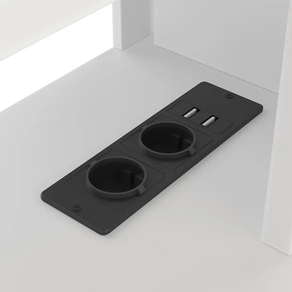 Lit mezzanine 140x200 cm - Lit avec bureau intégré et LED 16 s - Pin et MDF - Sans matelas - Blanc