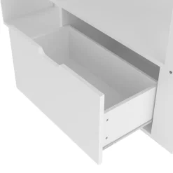 Lit mezzanine 140x200 cm - Lit avec bureau intégré et LED 16 s - Pin et MDF - Sans matelas - Blanc