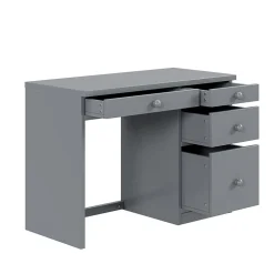 Lit Mezzanine 90x200 cm - Lit enfant avec Bureau et Rangement, Lit Combiné en Bois de Pin Gris, Sans Matelas