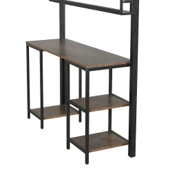 Lit mezzanine 120x200 cm avec bureau et étagère - escaliers avec rampes - Métal+panneaux de particules - Noir (sans matelas)