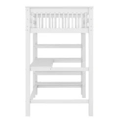 Lit mezzanine 90x200 cm blanc sans matelas avec bureau integre et etageres pour chambre denfant
