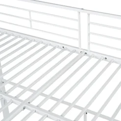 Lit mezzanine 140x200 cm en métal blanc avec échelle de sécurité et étagère pour enfant ou adolescent