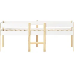 Lit mezzanine 90x190 cm en pin massif avec tiroirs - Blanc (sans matelas)