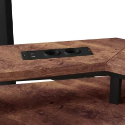 Lit Mezzanine 140x200 cm-Bureau Intégré, Éclairage LED Réglable et Panneau Perforé, Ports USB, Type-C et 2 Prises - Métal/MDF Noir