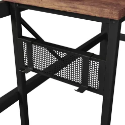 Lit Mezzanine 140x200 cm-Bureau Intégré, Éclairage LED Réglable et Panneau Perforé, Ports USB, Type-C et 2 Prises - Métal/MDF Noir