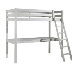 Lit Mezzanine 90x200 Sommier Inclus et Bureau Vipack Pino - Blanc