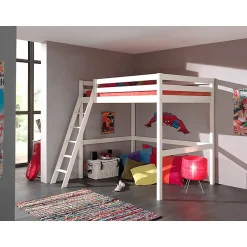 Lit Mezzanine 140x200 Sommier Inclus Vipack Pino - Blanc