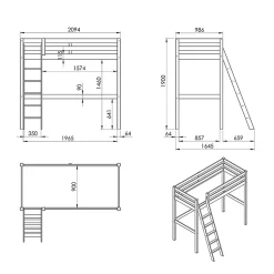 Lit Mezzanine 90x200 Sommier Inclus Vipack Pino - Blanc