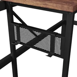 Lit mezzanine 140x200cm - structure en fer - bureau intégré - LED - USB et prise - noir (matelas non inclus)