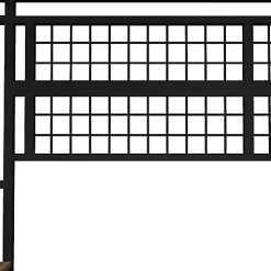 Lit mezzanine 90x200cm - structure en fer - rangements - éclairage LED - noir (matelas non inclus)