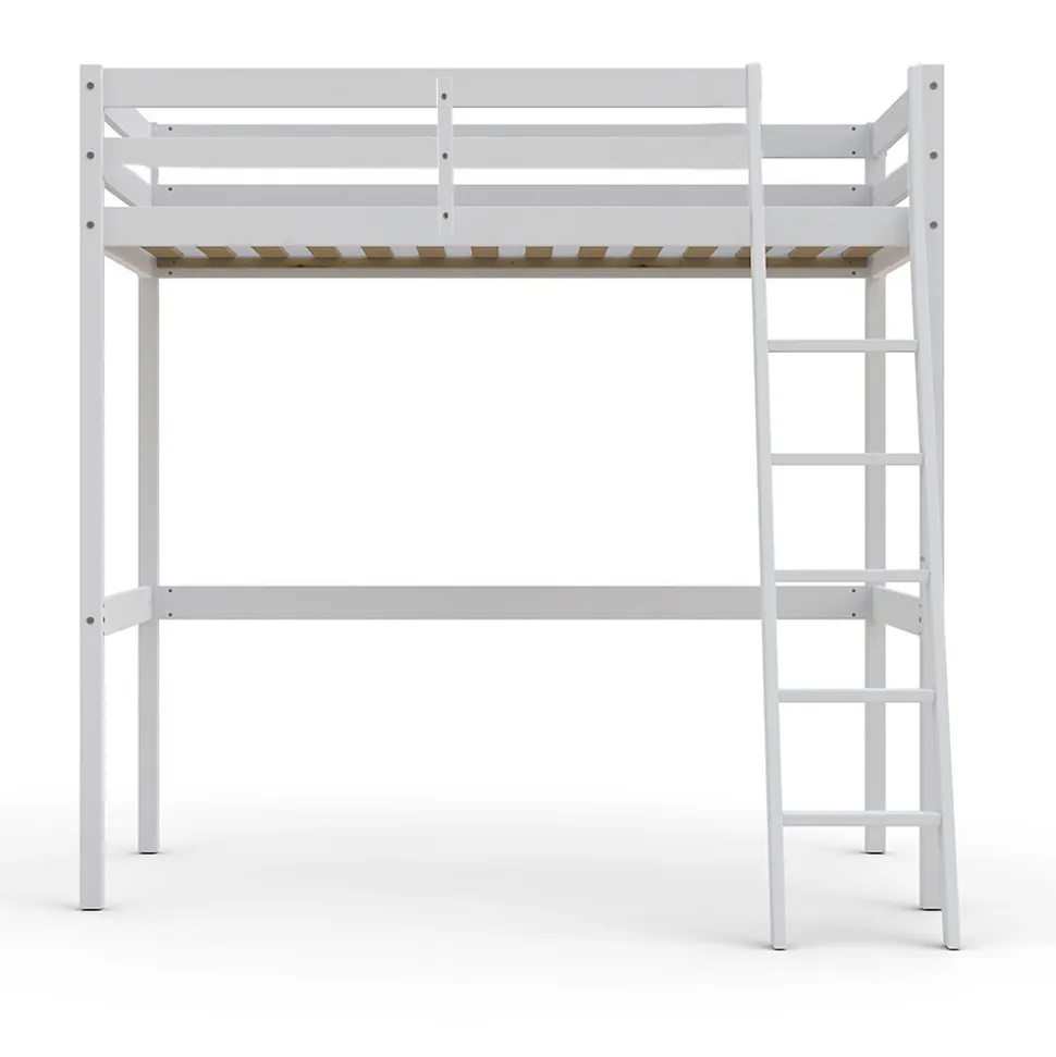 Lit Mezzanine 90x200cm blanc SALA avec incl. Sommier et échelle