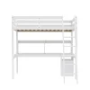 Lit Mezzanine 140x190cm blanc SALA avec Bureau et commode incl. Sommier et échelle