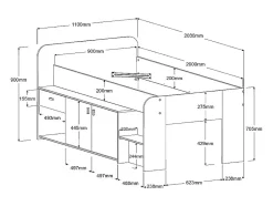 Lit mi-hauteur 90 x 190/200 cm avec rangements - Beige et naturel - LUNOBI