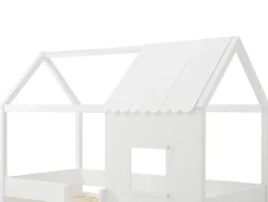 Lit mi-hauteur cabane 90 x 190 cm - Pin et MDF - Blanc - VALESKIA