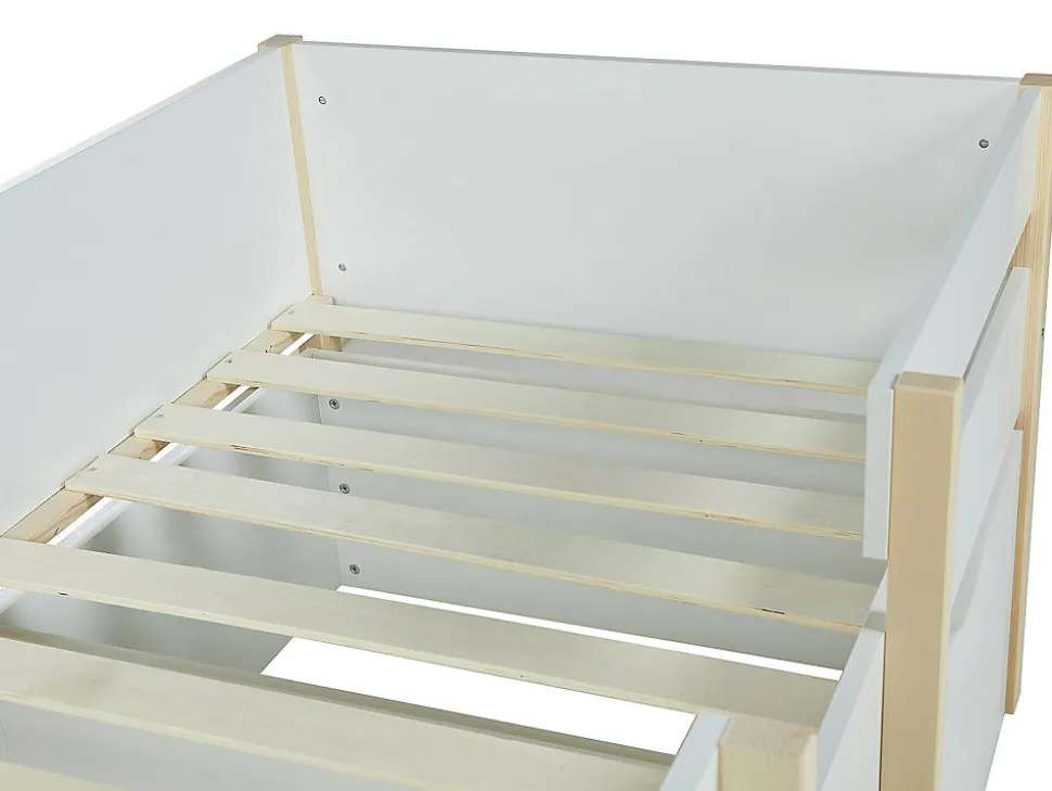 Lit mi-hauteur SISSY - 2 tiroirs - 90 x 190 cm - Blanc et chêne