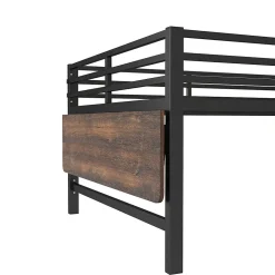 Lit mi-hauteur 140x200 cm avec étagères et éclairage LED télécommande - lit enfant/ado gain de place - sans matelas - Noir