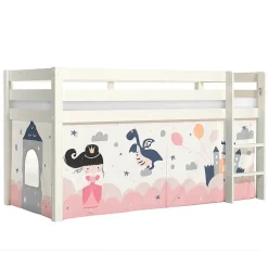 Lit Mi-Hauteur 90x200 sommier inclus housse Fairy Vipack Pino Blanc