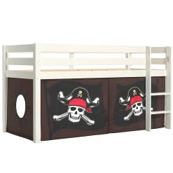 Lit Mi-Hauteur 90x200 sommier inclus housse Pirate Vipack Pino Blanc