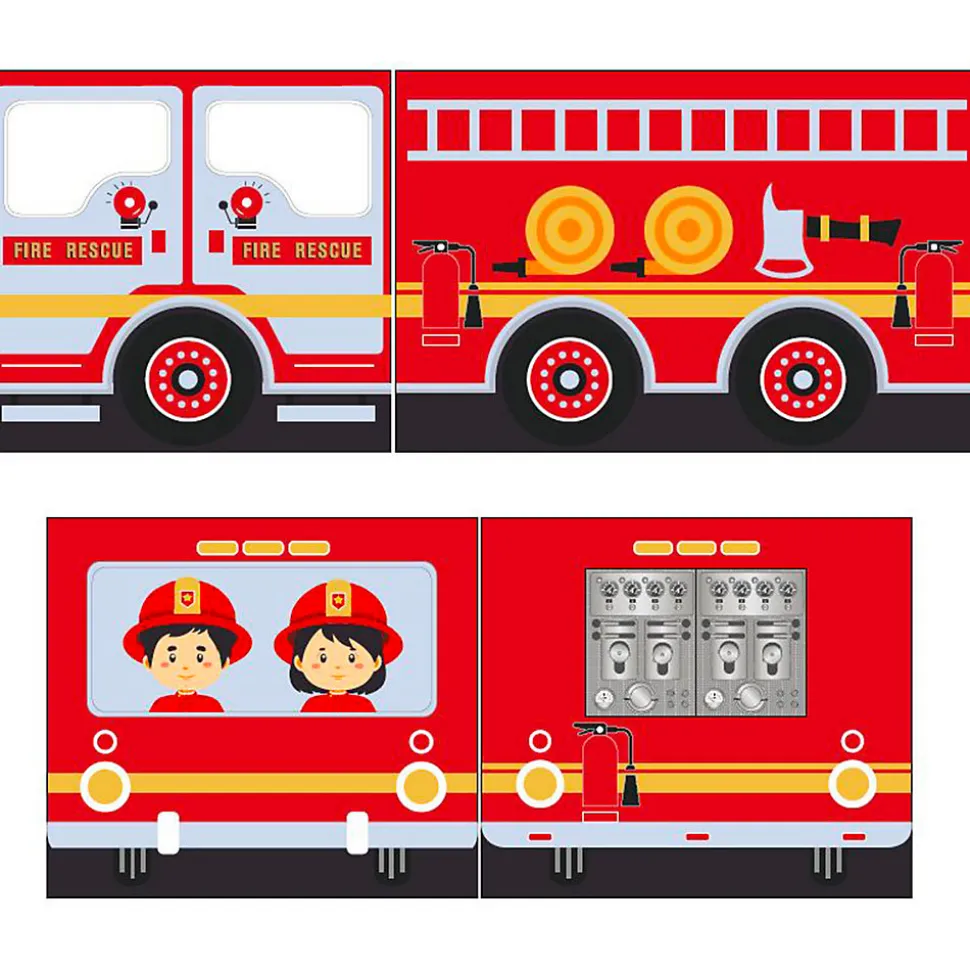 Lit Mi-Hauteur 90x200 Toboggan sommier inclus housse Pompier Vipack Pino Blanc