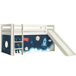 Lit Mi-Hauteur 90x200 Toboggan sommier inclus housse Space Vipack Pino Blanc