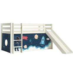 Lit Mi-Hauteur 90x200 Toboggan sommier inclus housse Space Vipack Pino Blanc