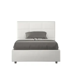 Lit Mika en simili cuir blanc avec sommier capitonné 120x210