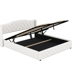 Lit multifonction 180x200cm avec stockage hydraulique, Beige