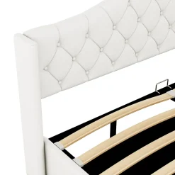 Lit multifonction 180x200cm avec stockage hydraulique, Beige