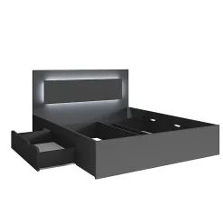 Lit NOFI avec sommier 180 x 200 cm avec 2 tiroirs de rangement - gris graphite