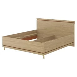 Lit NOKI 180x200 cm chene clair et moka Style scandinave sans sommier