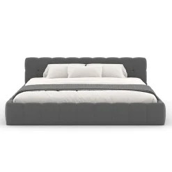 Lit nuage 160x200cm en velours gris - KANSAS