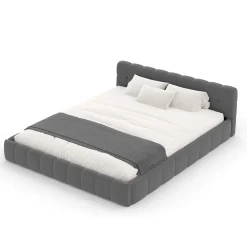 Lit nuage 160x200cm en velours gris - KANSAS