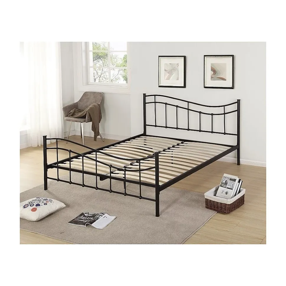 Lit ODETTE 160x200 cm Métal noir Sommier inclus Elégance et robustesse