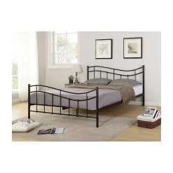 Lit ODETTE 160x200 cm Métal noir Sommier inclus Elégance et robustesse