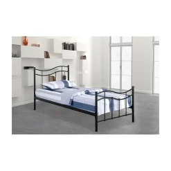 Lit ODETTE 90x200 cm en métal coloris noir avec sommier.