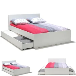 Lit OSLO 160x200 + 2 tiroirs / Blanc