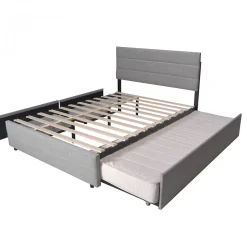 Lit PALERMO 140x200 +1 sommier+2 tiroirs+1 tiroir lit 90x190 / Gris clair