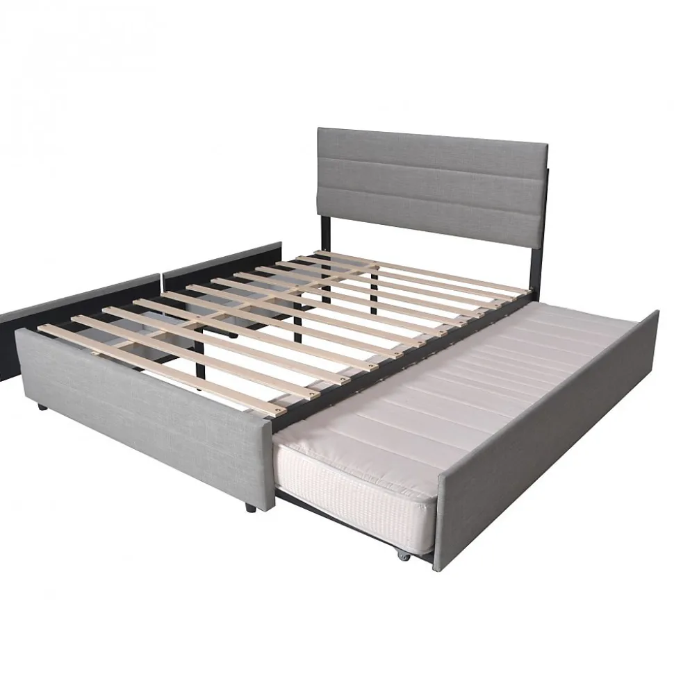 Lit PALERMO 140x200 +1 sommier+2 tiroirs+1 tiroir lit 90x190 / Gris clair