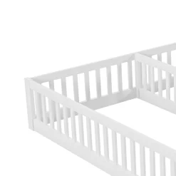 Lit Panneau 90x200cm, Avec Grillage, Sans Sommier, Pin, Style Minimaliste, Blanc