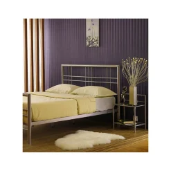 Lit PAXOS 160x200 cm en métal coloris gris argenté avec sommier.