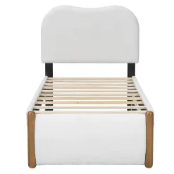 Lit plat rembourré 90 x 200 cm avec roulettes, blanc, noir