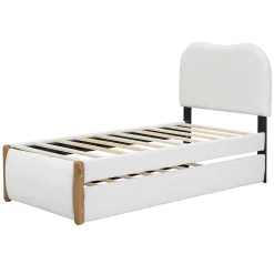 Lit plat rembourré 90 x 200 cm, avec lit gigogne, moelleux, blanc